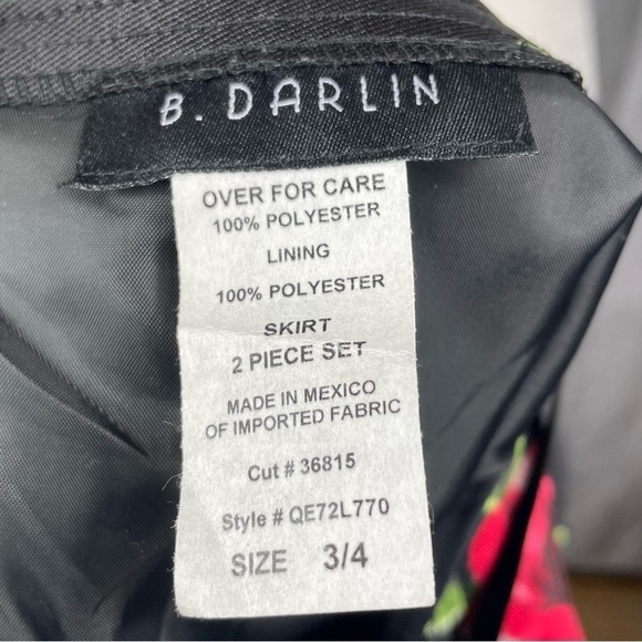 B. Darlin 2 piece Rose Lace Black Pink Size 3 - 4 - Picture 10 of 10